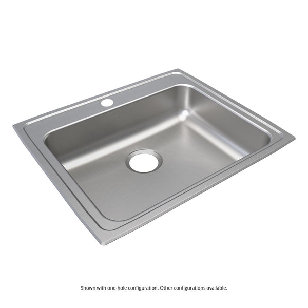 Elkay Lustertone Classic 25" Drop In/Topmount Stainless Steel ADA Kitchen Sink, Lustrous Satin, 2 Faucet Holes, LRAD2521602