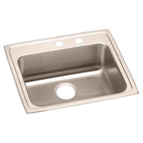 Elkay Lustertone Classic 25" Drop In/Topmount Stainless Steel ADA Kitchen Sink, Lustrous Satin, MR2 Faucet Holes, LRAD252160MR2