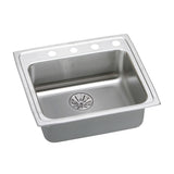 Elkay Lustertone Classic 25" Drop In/Topmount Stainless Steel ADA Kitchen Sink, Lustrous Satin, 3 Faucet Holes, Perfect Drain, LRADQ252165PD3