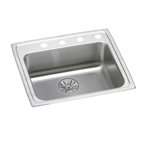 Elkay Lustertone Classic 25" Drop In/Topmount Stainless Steel ADA Kitchen Sink, Lustrous Satin, 1 Faucet Hole, Perfect Drain, LRAD252165PD1