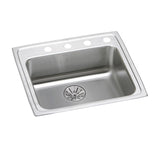 Elkay Lustertone Classic 25" Drop In/Topmount Stainless Steel ADA Kitchen Sink, Lustrous Satin, 3 Faucet Holes, Perfect Drain, LRAD252165PD3