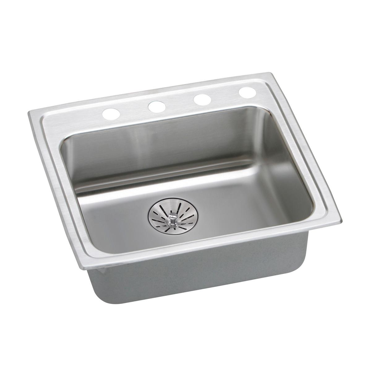 Elkay Lustertone Classic 25" Drop In/Topmount Stainless Steel ADA Kitchen Sink, Lustrous Satin, 2 Faucet Holes, Perfect Drain, LRADQ252165PD2