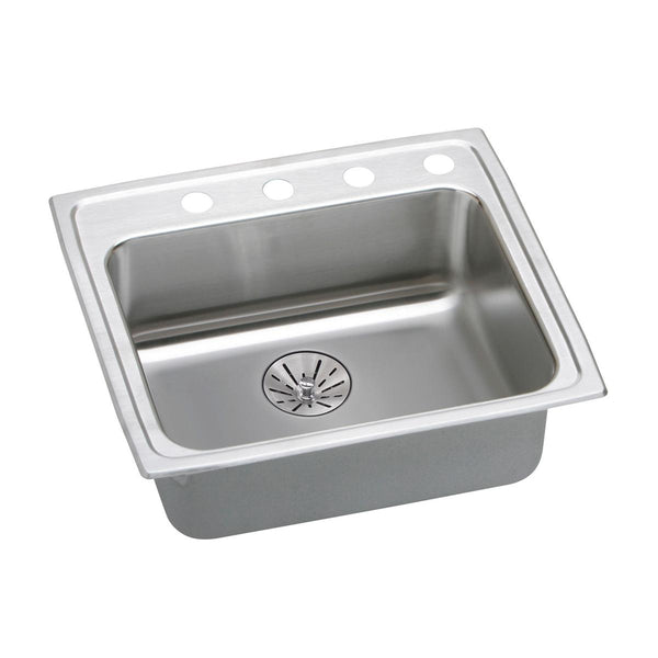 Elkay Lustertone Classic 25" Drop In/Topmount Stainless Steel ADA Kitchen Sink, Lustrous Satin, 2 Faucet Holes, Perfect Drain, LRADQ252165PD2