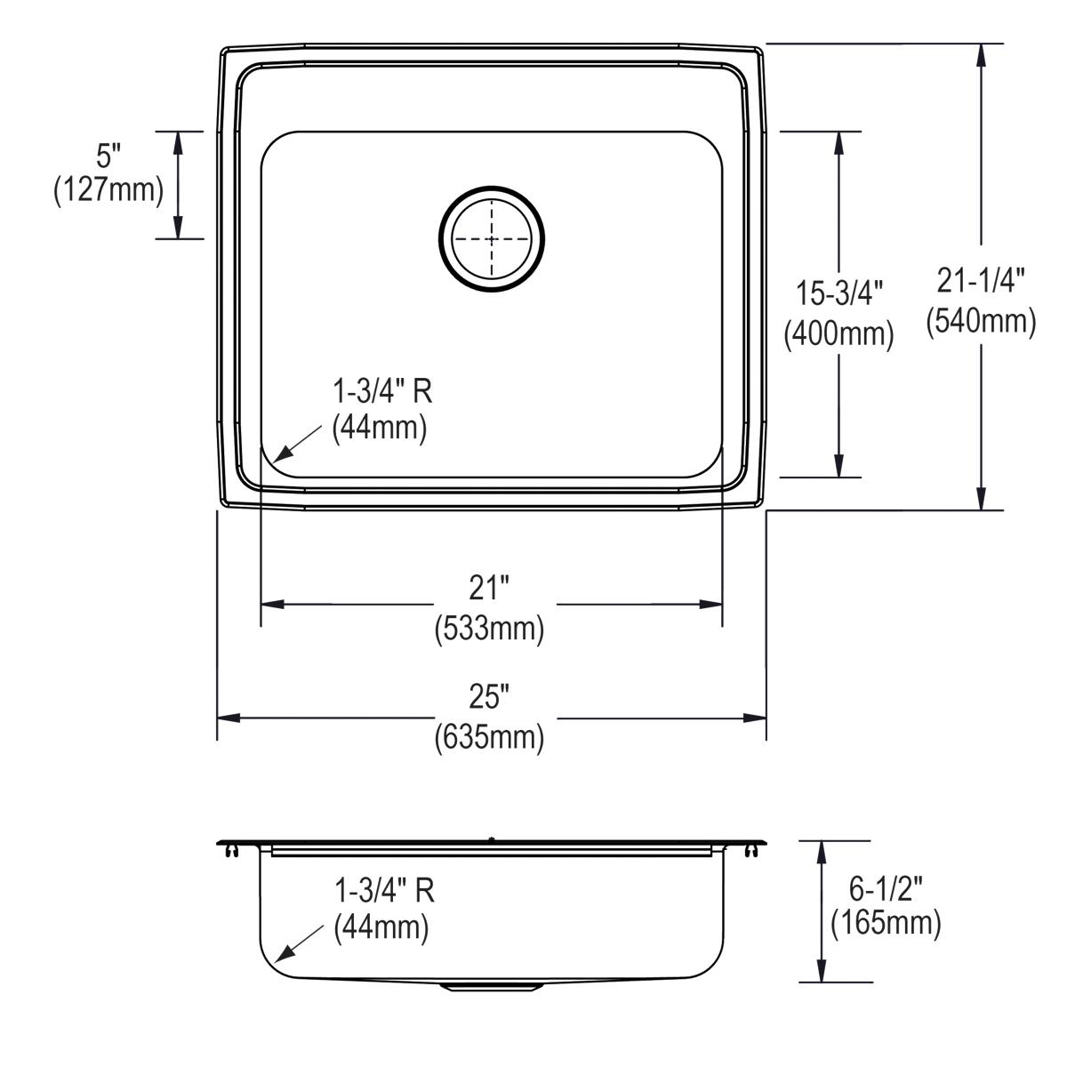 Elkay 25" Drop In/Topmount CuVerro Antimicrobial Copper ADA Kitchen Sink, Lustrous Satin, LRAD2521650-CU
