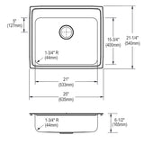 Elkay 25" Drop In/Topmount CuVerro Antimicrobial Copper ADA Kitchen Sink, Lustrous Satin, LRAD2521650-CU