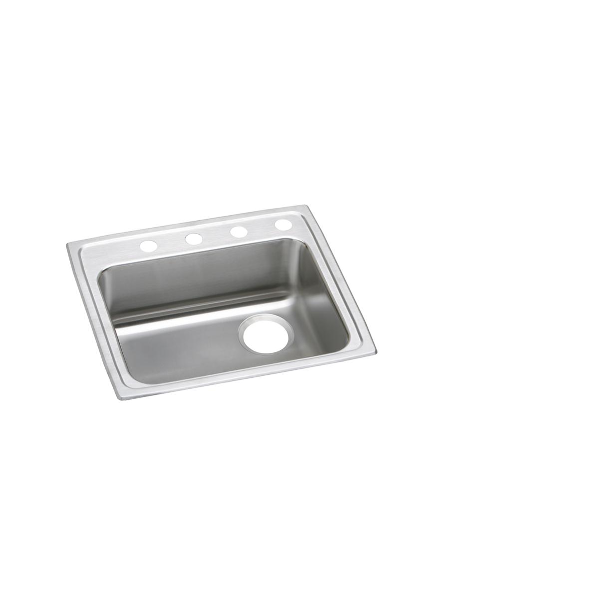 Elkay Lustertone Classic 25" Drop In/Topmount Stainless Steel ADA Kitchen Sink, Lustrous Satin, 4 Faucet Holes, LRAD252155R4