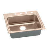 Elkay 25" Drop In/Topmount CuVerro Antimicrobial Copper ADA Kitchen Sink, Lustrous Satin, 3 Faucet Holes, LRAD2522503-CU