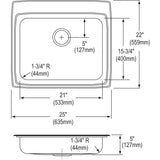 Elkay 25" Drop In/Topmount CuVerro Antimicrobial Copper ADA Kitchen Sink, Lustrous Satin, 3 Faucet Holes, LRAD2522503-CU