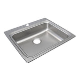 Elkay Lustertone Classic 25" Drop In/Topmount Stainless Steel ADA Kitchen Sink, Lustrous Satin, 1 Faucet Hole, LRAD2522651