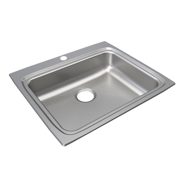 Elkay Lustertone Classic 25" Drop In/Topmount Stainless Steel ADA Kitchen Sink, Lustrous Satin, 2 Faucet Holes, LRAD2522652