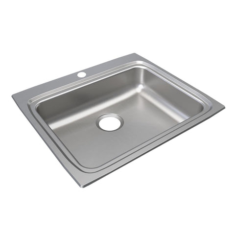 Elkay Lustertone Classic 25" Drop In/Topmount Stainless Steel ADA Kitchen Sink, Lustrous Satin, 1 Faucet Hole, LRAD2522601
