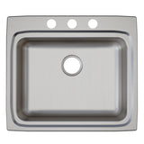 Elkay Lustertone Classic 25" Drop In/Topmount Stainless Steel ADA Kitchen Sink, Lustrous Satin, 3 Faucet Holes, LRAD2522553