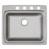 Elkay Lustertone Classic 25" Drop In/Topmount Stainless Steel ADA Kitchen Sink, Lustrous Satin, 4 Faucet Holes, LRAD2522554