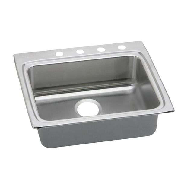 Elkay Lustertone Classic 25" Drop In/Topmount Stainless Steel ADA Kitchen Sink, Lustrous Satin, 1 Faucet Hole, LRADQ2522651