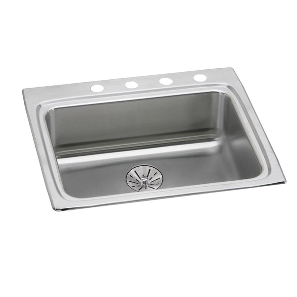 Elkay Lustertone Classic 25" Drop In/Topmount Stainless Steel ADA Kitchen Sink, Lustrous Satin, 2 Faucet Holes, Perfect Drain, LRAD252265PD2