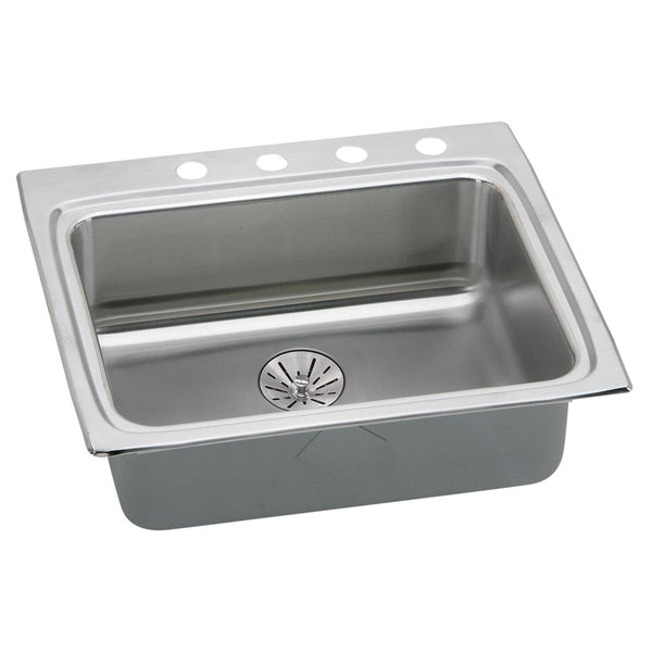 Elkay Lustertone Classic 25" Drop In/Topmount Stainless Steel ADA Kitchen Sink, Lustrous Satin, 2 Faucet Holes, Perfect Drain, LRADQ252265PD2