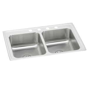 Alternate Image for Elkay Lustertone Classic 29" Drop In/Topmount Stainless Steel ADA Kitchen Sink, 50/50 Double Bowl, Lustrous Satin, 3 Faucet Holes, Perfect Drain, LRAD291865PD3
