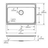 Elkay Lustertone Classic 31" Drop In/Topmount Stainless Steel ADA Kitchen Sink, Lustrous Satin, 4 Faucet Holes, LRADQ3122504