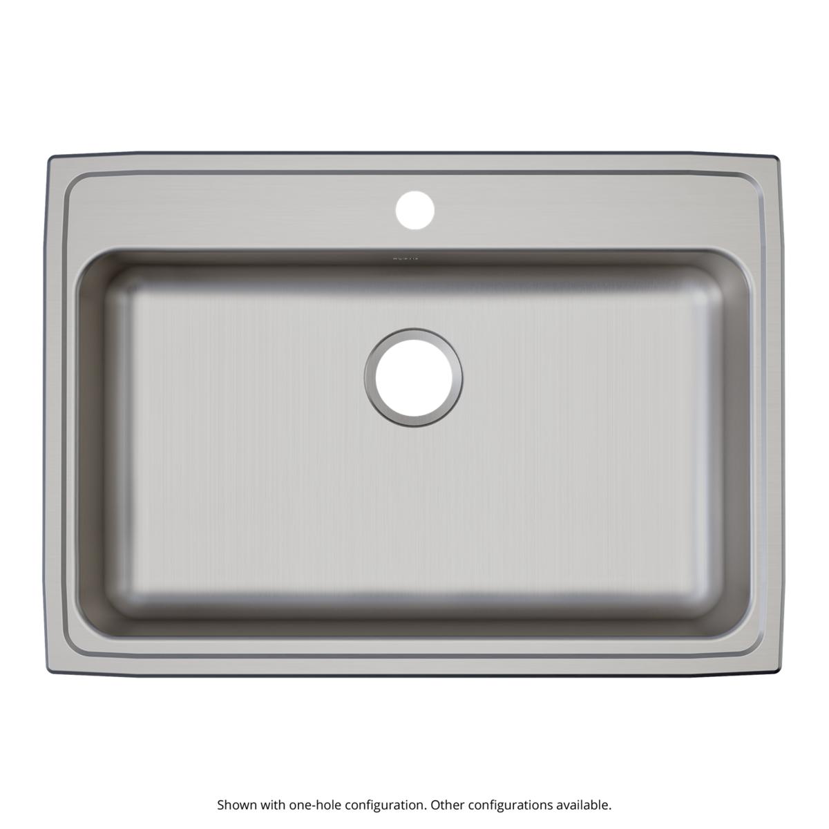 Elkay Lustertone Classic 31" Drop In/Topmount Stainless Steel ADA Kitchen Sink, Lustrous Satin, 5 Faucet Holes, LRAD3122605