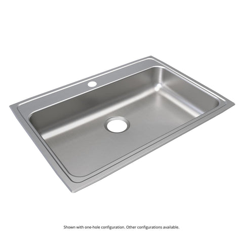 Elkay Lustertone Classic 31" Drop In/Topmount Stainless Steel ADA Kitchen Sink, Lustrous Satin, 4 Faucet Holes, LRAD3122654