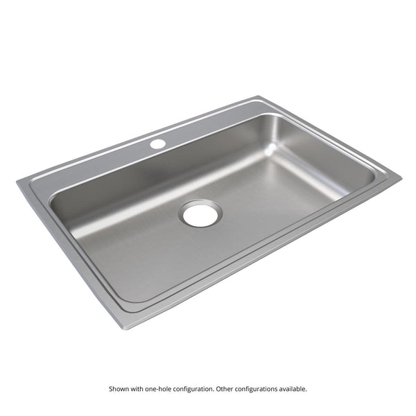 Elkay Lustertone Classic 31" Drop In/Topmount Stainless Steel ADA Kitchen Sink, Lustrous Satin, No Faucet Hole, LRAD3122550