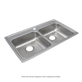 Elkay Lustertone Classic 33" Drop In/Topmount Stainless Steel ADA Kitchen Sink, 50/50 Double Bowl, Lustrous Satin, 5 Faucet Holes, LRAD3319655