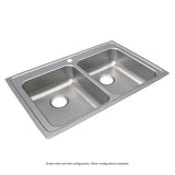 Elkay Lustertone Classic 33" Drop In/Topmount Stainless Steel ADA Kitchen Sink, 50/50 Double Bowl, Lustrous Satin, 2 Faucet Holes, LRAD3321652