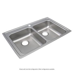 Alternate Image for Elkay Lustertone Classic 33" Drop In/Topmount Stainless Steel ADA Kitchen Sink, 50/50 Double Bowl, Lustrous Satin, 3 Faucet Holes, LRAD3321603