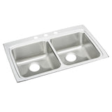 Elkay Lustertone Classic 33" Drop In/Topmount Stainless Steel ADA Kitchen Sink, 50/50 Double Bowl, Lustrous Satin, MR2 Faucet Holes, LRAD332240MR2