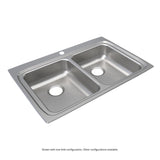 Elkay Lustertone Classic 33" Drop In/Topmount Stainless Steel ADA Kitchen Sink, 50/50 Double Bowl, Lustrous Satin, MR2 Faucet Holes, LRAD332265MR2