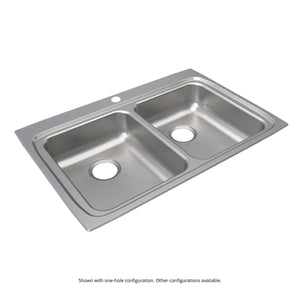 Alternate Image for Elkay Lustertone Classic 33" Drop In/Topmount Stainless Steel ADA Kitchen Sink, 50/50 Double Bowl, Lustrous Satin, No Faucet Hole, LRAD3322600