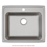 Elkay Lustertone Classic 25" Drop In/Topmount Stainless Steel ADA Kitchen Sink, Lustrous Satin, 2 Faucet Holes, LRADQ2521652