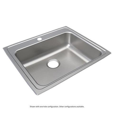 Elkay Lustertone Classic 25" Drop In/Topmount Stainless Steel ADA Kitchen Sink, Lustrous Satin, 1 Faucet Hole, LRADQ2521651