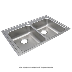 Alternate Image for Elkay Lustertone Classic 33" Drop In/Topmount Stainless Steel ADA Kitchen Sink, 50/50 Double Bowl, Lustrous Satin, 3 Faucet Holes, LRADQ3321603