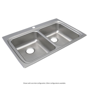 Alternate Image for Elkay Lustertone Classic 33" Drop In/Topmount Stainless Steel ADA Kitchen Sink, 50/50 Double Bowl, Lustrous Satin, 4 Faucet Holes, LRADQ3322654