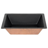 Premier Copper Products 19" x 16" Rectangle Dual - Undermount or Drop In Copper Bathroom Sink, Glazed Black, 17 Gauge, LREC19BLK