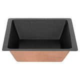 Premier Copper Products 19" x 16" Rectangle Dual - Undermount or Drop In Copper Bathroom Sink, Glazed Black, 17 Gauge, LREC19BLK