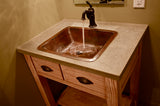 Installation Image of Premier Copper Products 19" Rectangle Copper Bathroom Sink, Oil Rubbed Bronze, LREC19DB