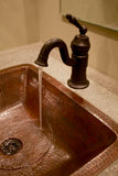 Installation Image of Premier Copper Products 19" Rectangle Copper Bathroom Sink, Oil Rubbed Bronze, LREC19DB