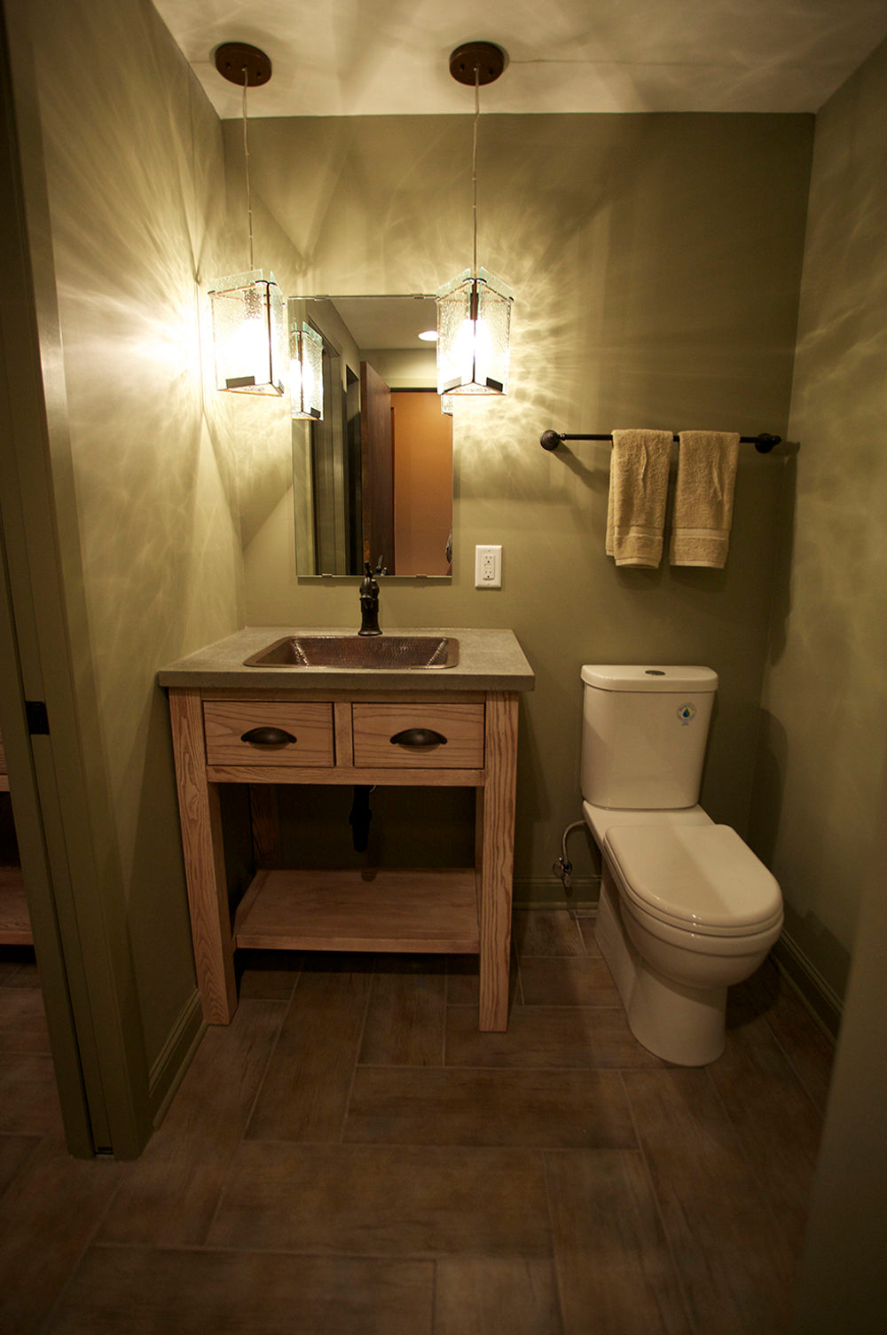 Installation Image of Premier Copper Products 19" Rectangle Copper Bathroom Sink, Oil Rubbed Bronze, LREC19DB