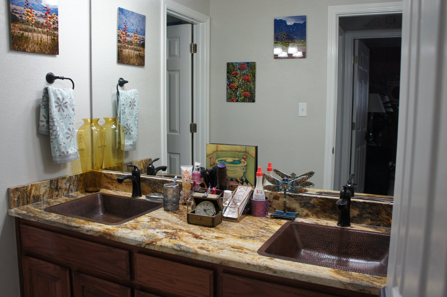 Installation Image of Premier Copper Products 19" Rectangle Copper Bathroom Sink, Oil Rubbed Bronze, LREC19DB