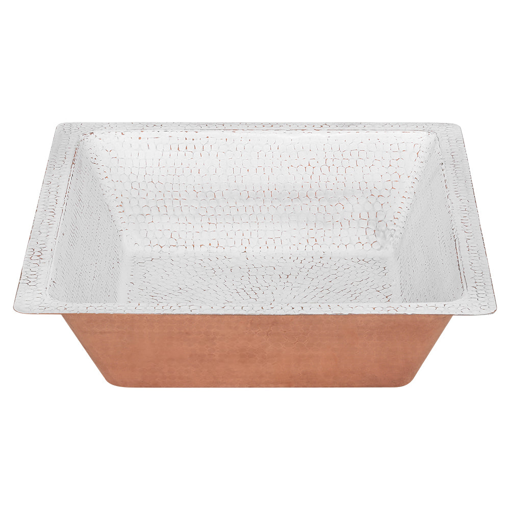 Premier Copper Products 19" x 16" Rectangle Dual - Undermount or Drop In Copper Bathroom Sink, Glazed White, 17 Gauge, LREC19WHT