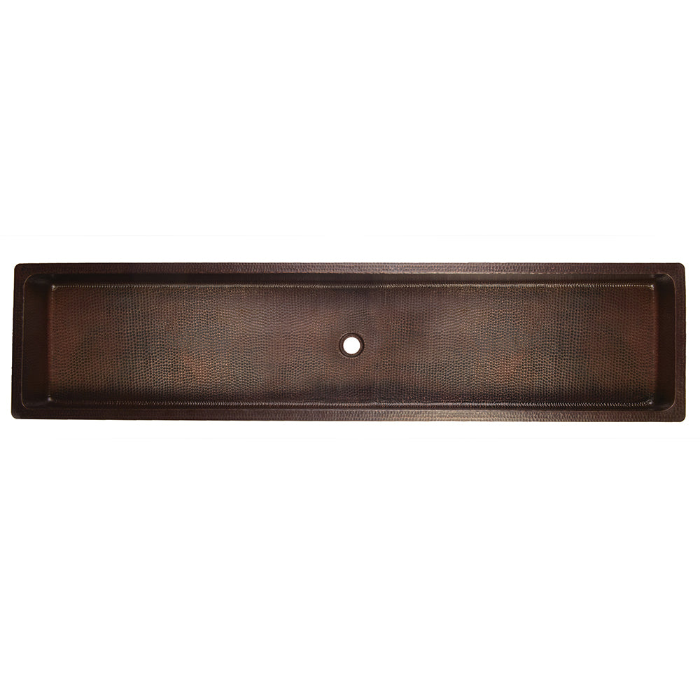 Premier Copper Products 60" Rectangle Under Counter Hammered Copper Bathroom Sink, Matching Drain and Accessories, Oil Rubbed Bronze, BSP5_LREC60DB-P