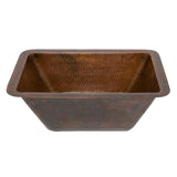 Premier Copper Products 17" Rectangle Hammered Copper Bathroom Sink, Matching Drain and Accessories, Oil Rubbed Bronze, BSP5_LRECDB-P