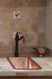 Installation Image of Premier Copper Products 17" Rectangle Copper Bathroom Sink, Polished Copper, LRECPC