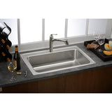 Elkay Lustertone Classic 33" Drop In/Topmount Stainless Steel Kitchen Sink, Lustrous Satin, 18 Gauge, LRS33220