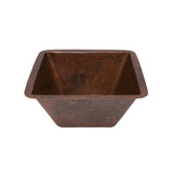 Premier Copper Products 15" Square Under Counter Hammered Copper Bathroom Sink, Matching Drain and Accessories, Oil Rubbed Bronze, BSP5_LSQ15DB-P