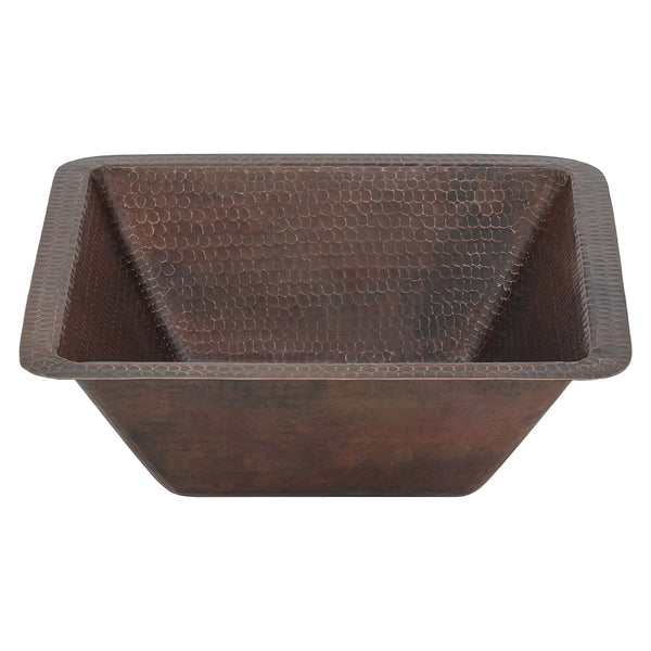 Main Image of Premier Copper Products 15" Square Copper Bathroom Sink, Oil Rubbed Bronze, LSQ15DB