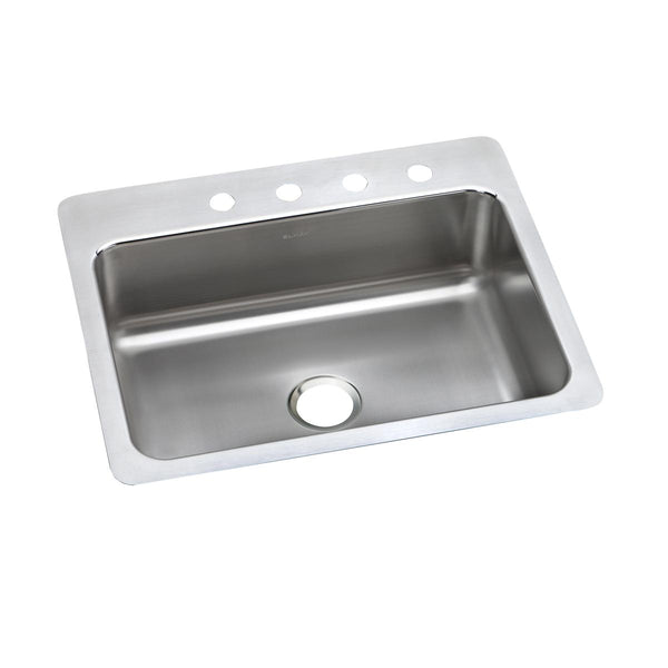 Elkay Lustertone Classic 27" Dual Mount Stainless Steel Kitchen Sink, Lustrous Satin, No Faucet Hole, LSR27220