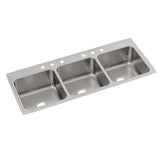 Elkay Lustertone Classic 54" Drop In/Topmount Stainless Steel Kitchen Sink, 33/33/33 Triple Bowl, Lustrous Satin, 18 Gauge, LTR5422100